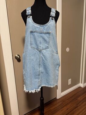 Forever 21 Light Wash Denim Overall Mini Dress
